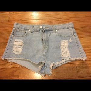 High waisted jean shorts